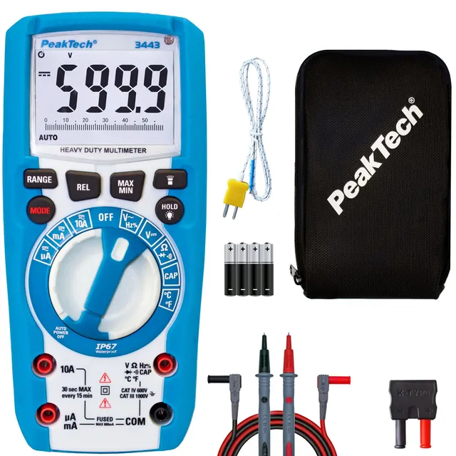 PeakTech® P 3443» Digitalt multimeter 6000 tellinger, IP67 