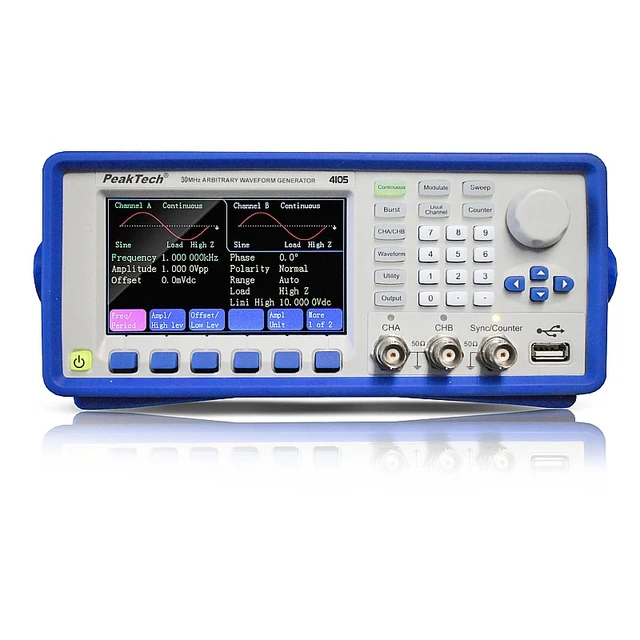 PeakTech® P 4105» 2-kanals vilkårlig- funksjonsgenerator, 1 µHz - 30 MHz 
