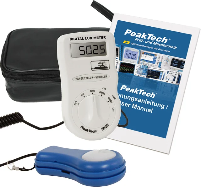 PeakTech® P 5025» Digital luxmåler 3 1/2-sifret, 0 ... 50 000 lux 