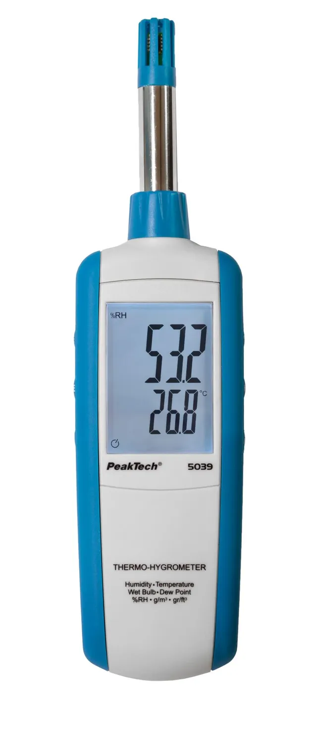 PeakTech® P 5039» Termo-hygrometer med duggpunkt og våtmåler 