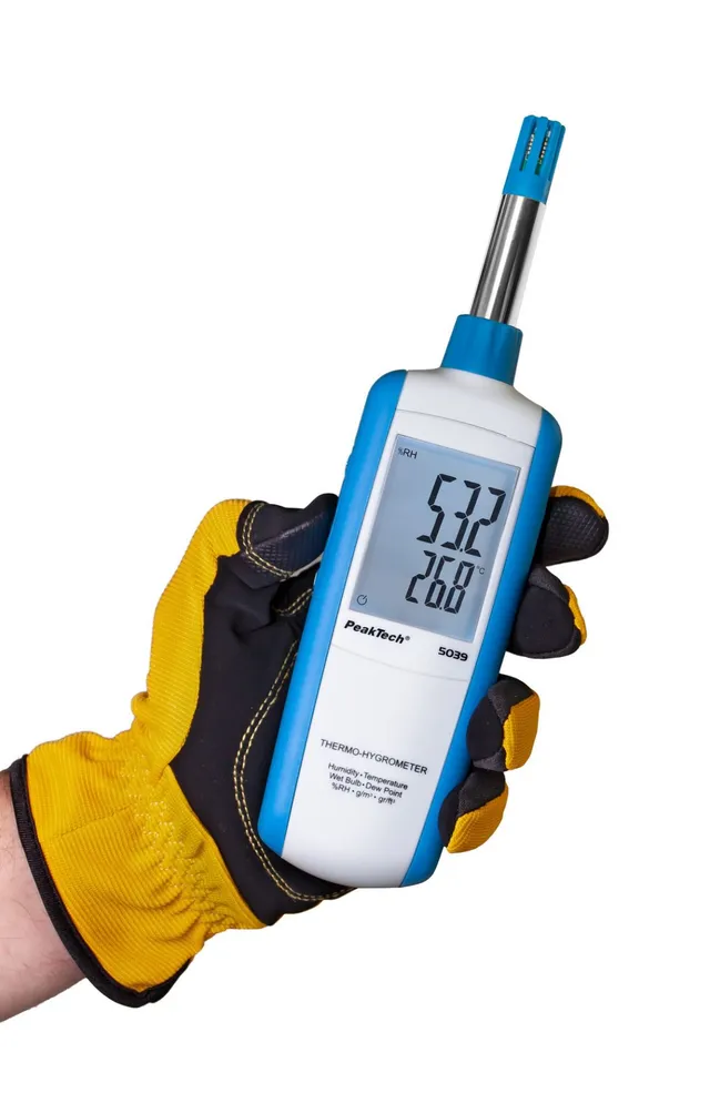 PeakTech® P 5039» Termo-hygrometer med duggpunkt og våtmåler 