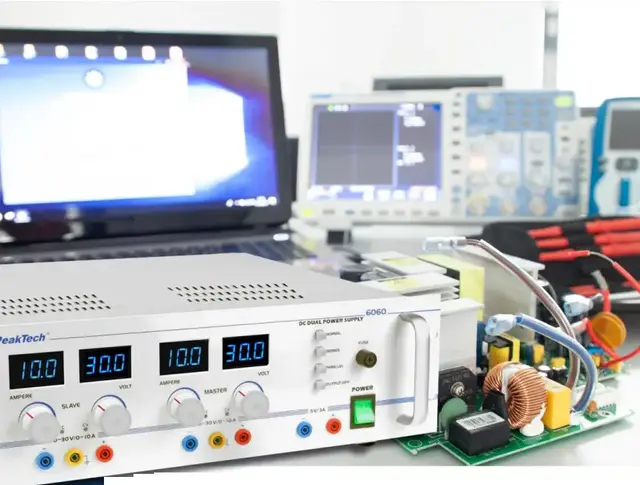 PeakTech® P 6060» Regulert dobbel- strømforsyning med 3 utganger 