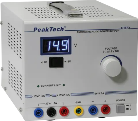 PeakTech® P 6300» likestrømsforsyning Symmetrisk, maks. 30 V likestrøm. 