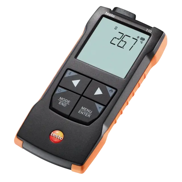 Testo 110-NTC og laboratorieføler med  glassbeskyttelse samt PT 100 sensor 