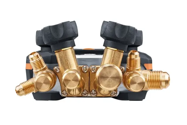 testo 557s – Varmepumpe sett, 4 veis ventilblokk, kjølemiddelvekt og ventil 