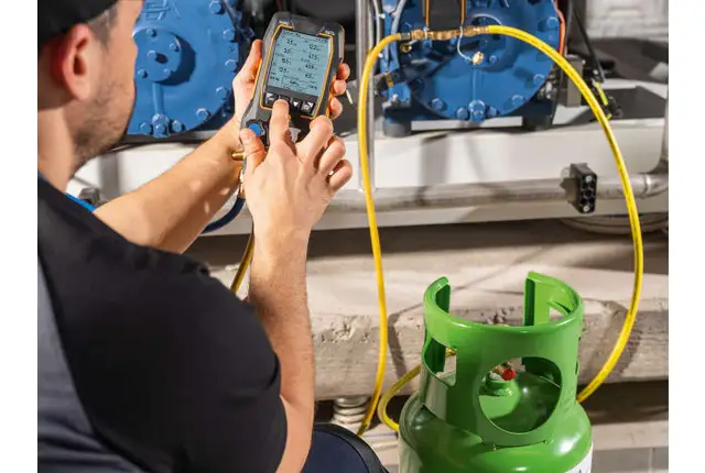 testo 557s – Varmepumpe sett, 4 veis ventilblokk, kjølemiddelvekt og ventil 