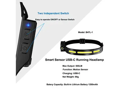 Speras B47L1 hodelykt 500lm / 130 meter kastelengde 