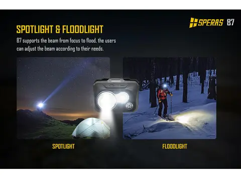 Speras B7 hode / arbeidslykt 600lm / 92 meter kastelengde 