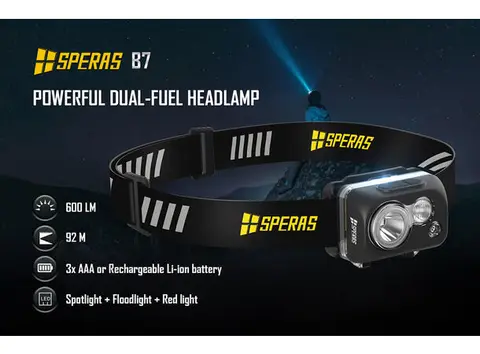 Speras B7 hode / arbeidslykt 600lm / 92 meter kastelengde 