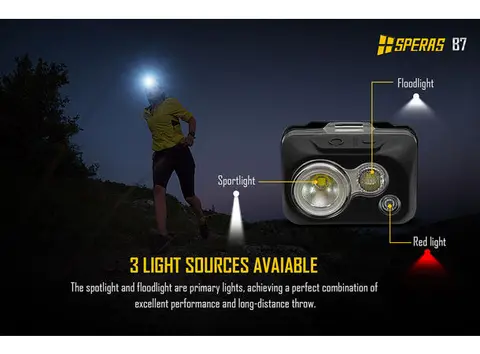 Speras B7 hode / arbeidslykt 600lm / 92 meter kastelengde 