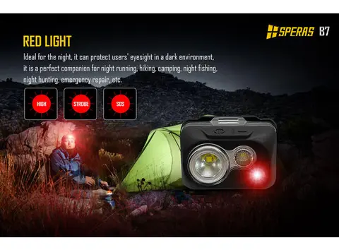 Speras B7 hode / arbeidslykt 600lm / 92 meter kastelengde 