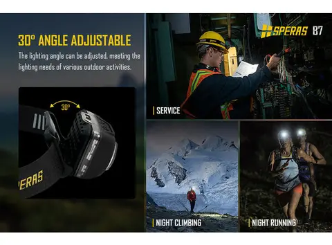 Speras B7 hode / arbeidslykt 600lm / 92 meter kastelengde 