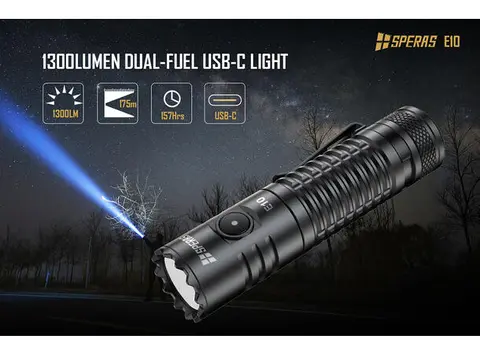 Speras E10 lommelykt 1300lm / 175 meter kastelengde 
