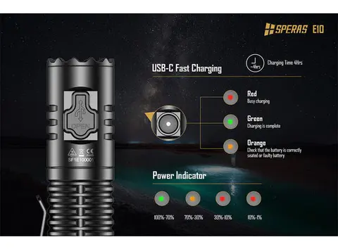 Speras E10 lommelykt 1300lm / 175 meter kastelengde 