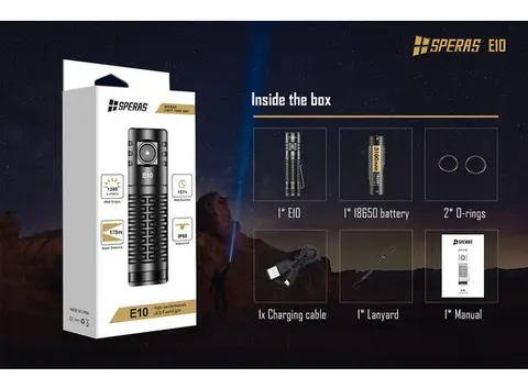 Speras E10 lommelykt 1300lm / 175 meter kastelengde 