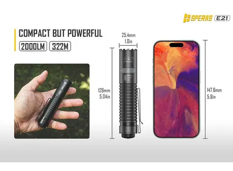 Speras E21 lommelykt 2000lm / 322 meter kastelengde 