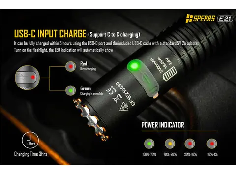 Speras E21 lommelykt 2000lm / 322 meter kastelengde 