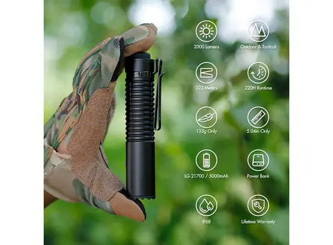 Speras E21 lommelykt 2000lm / 322 meter kastelengde 