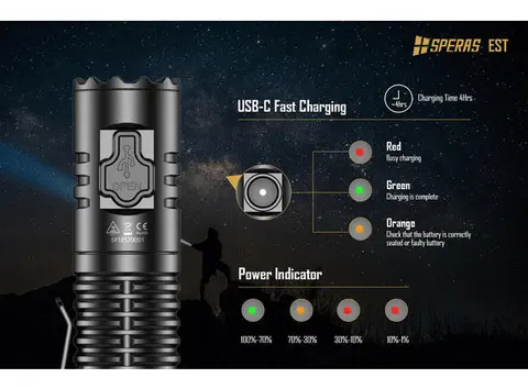 Speras EST lommelykt 1900lm / 211 meter kastelengde 