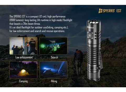 Speras EST lommelykt 1900lm / 211 meter kastelengde 