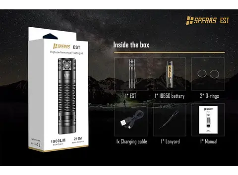 Speras EST lommelykt 1900lm / 211 meter kastelengde 