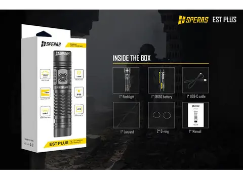 Speras EST PLUS lommelykt 1600lm / 726 meter kastelengde 