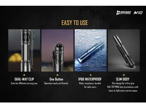Speras M10 lommelykt 200lm / 58 meter kastelengde 