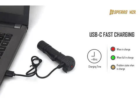 Speras M2R hode/lomme/arbeidslykt 1200lm / 125 meter kastelengde 