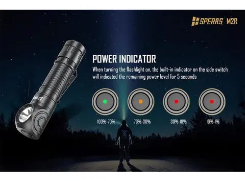 Speras M2R hode/lomme/arbeidslykt 1200lm / 125 meter kastelengde 