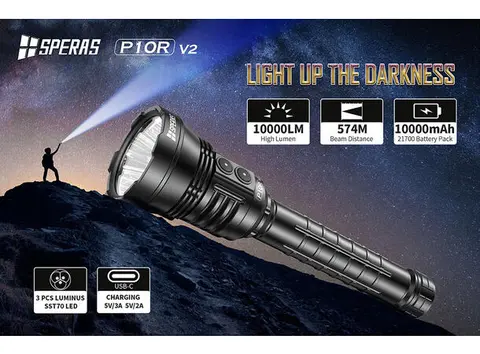 Speras P10Rv2 lykt i praktisk koffert 10.000lm / 574 meter kastelengde 