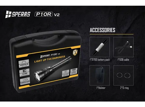 Speras P10Rv2 lykt i praktisk koffert 10.000lm / 574 meter kastelengde 