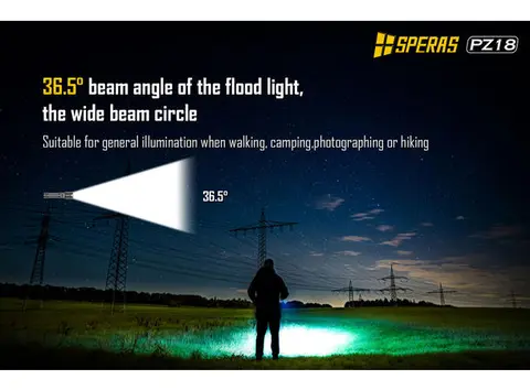Speras PZ18 lommelykt med zoom 1600lm / 420 meter kastelengde 
