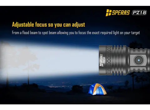 Speras PZ18 lommelykt med zoom 1600lm / 420 meter kastelengde 