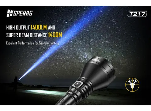 Speras T217 lommelykt i praktisk koffert 1400lm / 1400 meter kastelengde 