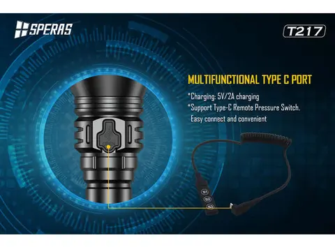 Speras T217 lommelykt i praktisk koffert 1400lm / 1400 meter kastelengde 