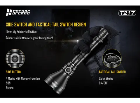 Speras T217 lommelykt i praktisk koffert 1400lm / 1400 meter kastelengde 