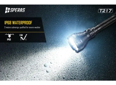 Speras T217 lommelykt i praktisk koffert 1400lm / 1400 meter kastelengde 
