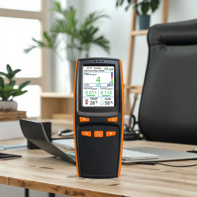 Bærbar CO2- og luftkvalitetsmåler 10-i-1 multimonitor med datalagring 