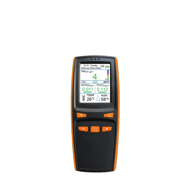Bærbar CO2- og luftkvalitetsmåler 10-i-1 multimonitor med datalagring 