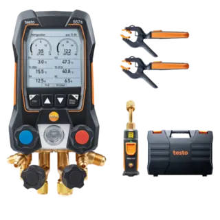 testo 557s digital servicemanifold med vakuum- og klemmetemperaturprober