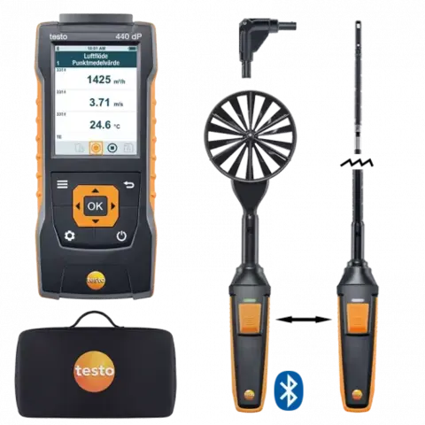 Testo 440 DP Luftmengde Kombisett 1 med Bluetooth 