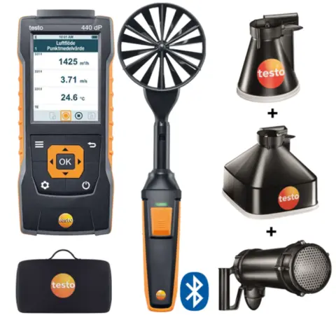 Testo 440 DP Luftmengde Kombisett 1 med Bluetooth 