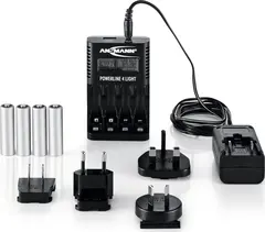 Rask lader for Leica inkl. 4x AA NiMH oppladbare batterier