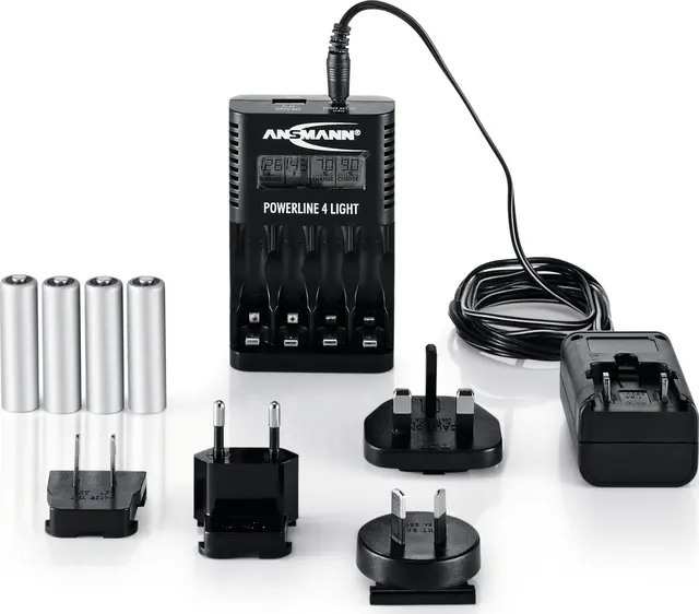 Rask lader for Leica inkl. 4x AA NiMH oppladbare batterier 