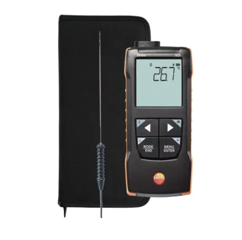 Testo 925 med lang nålføler. Velegnet for måling i f.eks kjøtt 