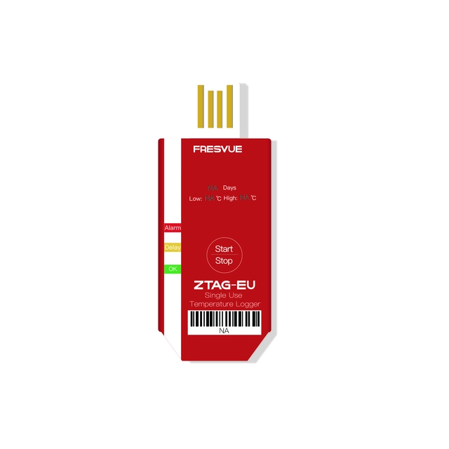 Engangs temperaturlogger (–50…+70 °C) – 33 000 punkter, IP67 
